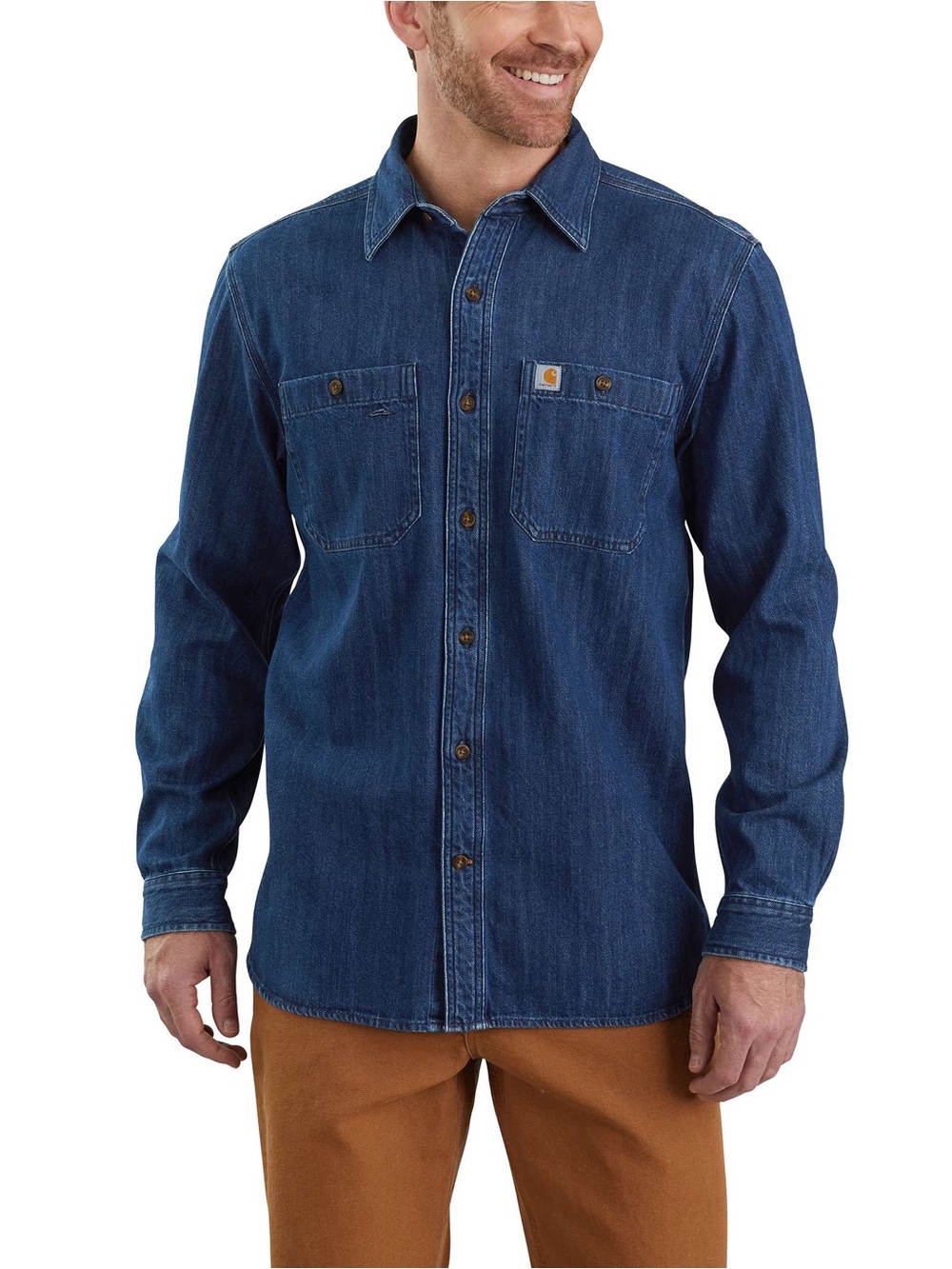 Carhartt Mens Thick Denim Button Down Shirt Size 3XL Workwear Utility Streetwear